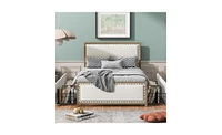 Slickblue Full Size Upholstered Platform Bed with Nailhead Trim and 4 Storage Drawers