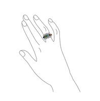 Bling Jewelry Southwest Boho Western Style 5 Rectangle Multi Color Natural Stones Bezel Set Statement Wide Band Ring Oxidized .925 Sterling Silver