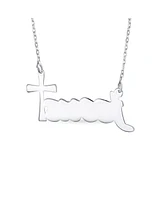 Bling Jewelry Spiritual Christian Religious Cross Jesus Word Necklace Pendant For Women .925 Sterling Silver