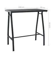 vidaXL Patio Bar Table Black 43.3"x23.6"x43.3" Tempered Glass