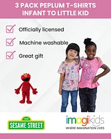 Sesame Street Toddler Girls 3 Pack T-Shirts to (12 Months - 6-6X)