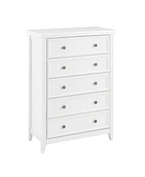 Slickblue Modern 5-Drawer Dresser – White Cabinet with 5 Drawers, Ideal for Living Room or Farmhouse Closet Storage