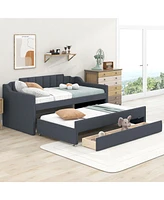 Slickblue Twin Upholstered Daybed with Trundle and 3 Storage Drawers