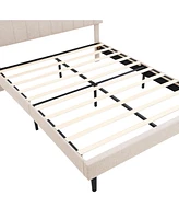 Slickblue Queen Size Upholstered Platform Bed with Storage Headboard and Usb Charging Port