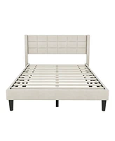 Slickblue Queen Size Upholstered Platform Bed with Support Legs