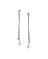 Bling Jewelry Minimalist Geometric Tassel Fringe Linear Chain Ball Dangle Earrings For Women For .925 Sterling Silver