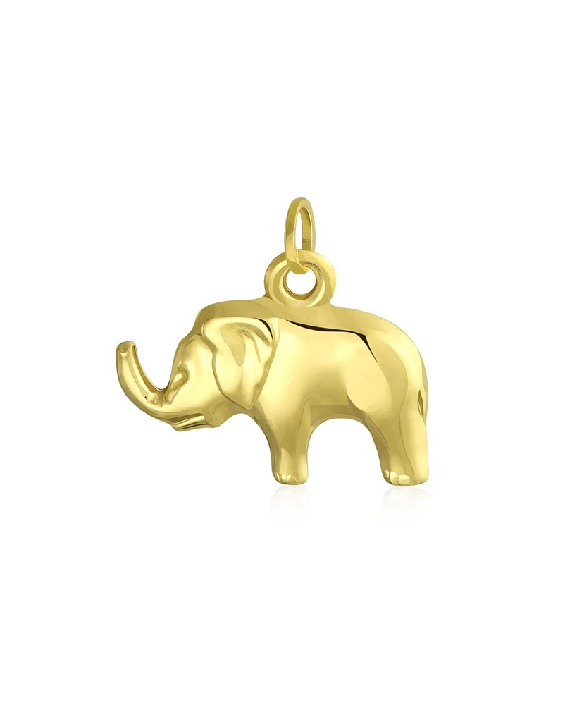 Bling Jewelry 14K Yellow Real Gold Good Luck Elephant Pendant For Women FNo Chain