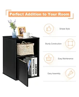 Gymax Set of 2 Nightstands Side End Table Storage Cabinet Shelf Living Room White