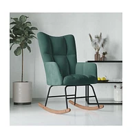 vidaXL Rocking Chair Dark Green Velvet