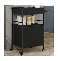 vidaXL Kitchen Trolley Black 22"x16.9"x35.2" Engineered Wood