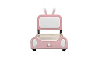 Slickblue Twin Size Upholstered Princess Bed with Rabbit Shape Design for Kids