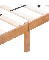 Slickblue Queen Size Wood Platform Bed Frame – No Box Spring Needed, Strong Wood Slat Support