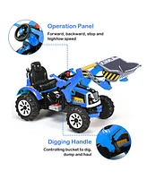 Costway 12V Battery Powered Kids Ride On Excavator Truck w/ Front Loader Digger