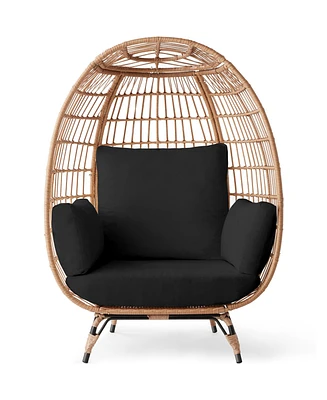 Best Choice Products Wicker Egg Chair Oversized Indoor Outdoor Patio Lounger w/ Steel Frame, 440lb Capacity