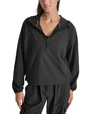 Dkny Sport Women's Ribbed Side & Front-Zip Hoodie