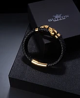 Rhona Sutton Gold Reaper Leather Stainless Steel Bracelet