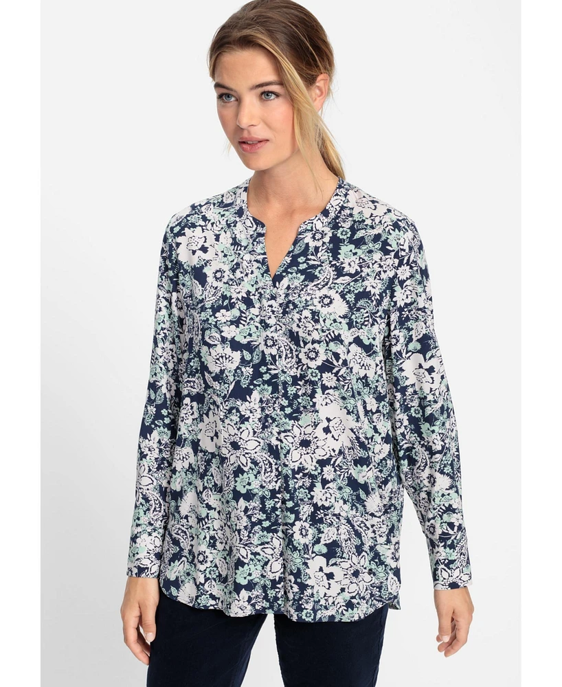 Olsen Women's Floral Print Tunic Shirt