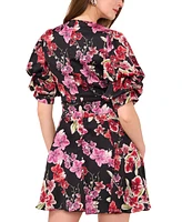 1.state Women's Floral-Print Bubble-Sleeve Dress