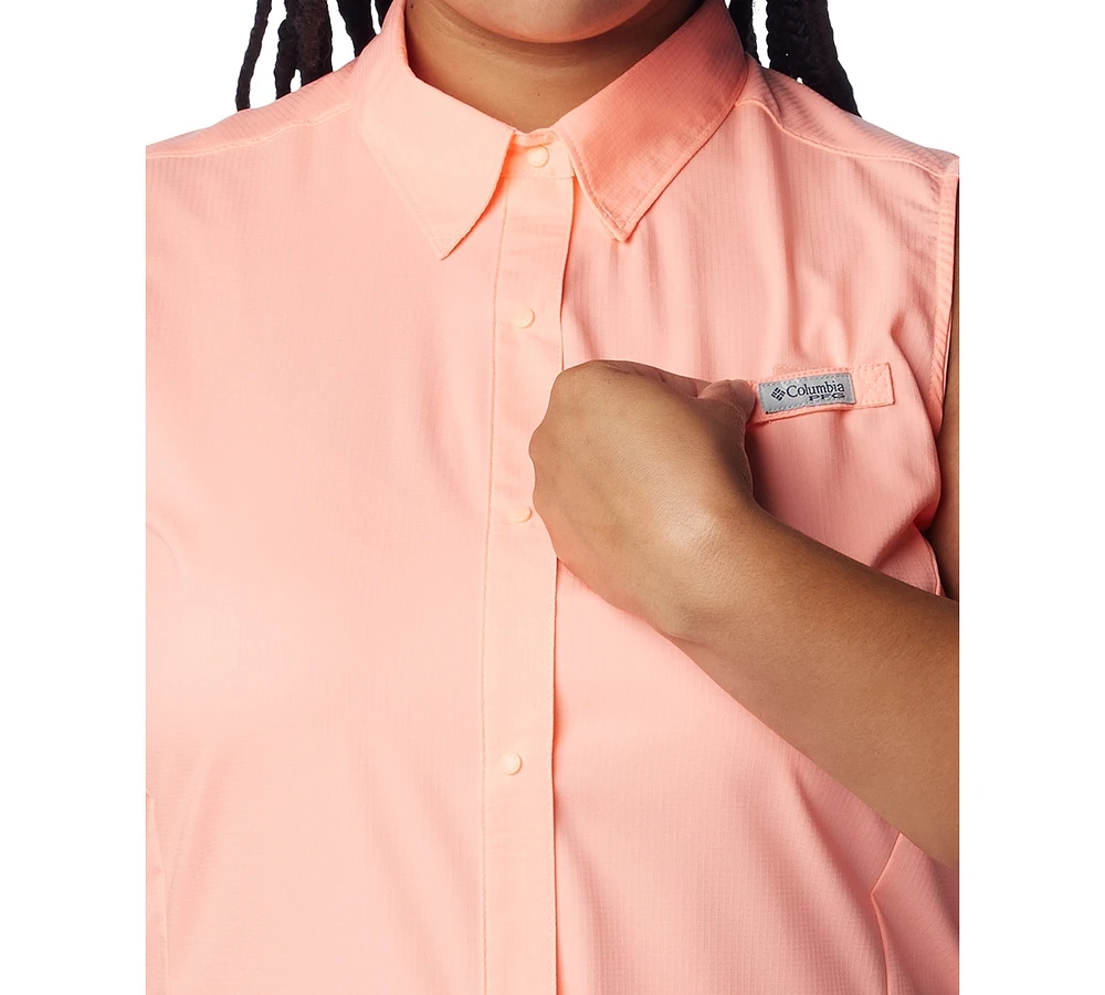 Columbia Plus Pfg Tamiami Button-Front Sleeveless Top