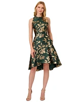 Adrianna Papell Women's Ruffled Metallic Jacquard Dress