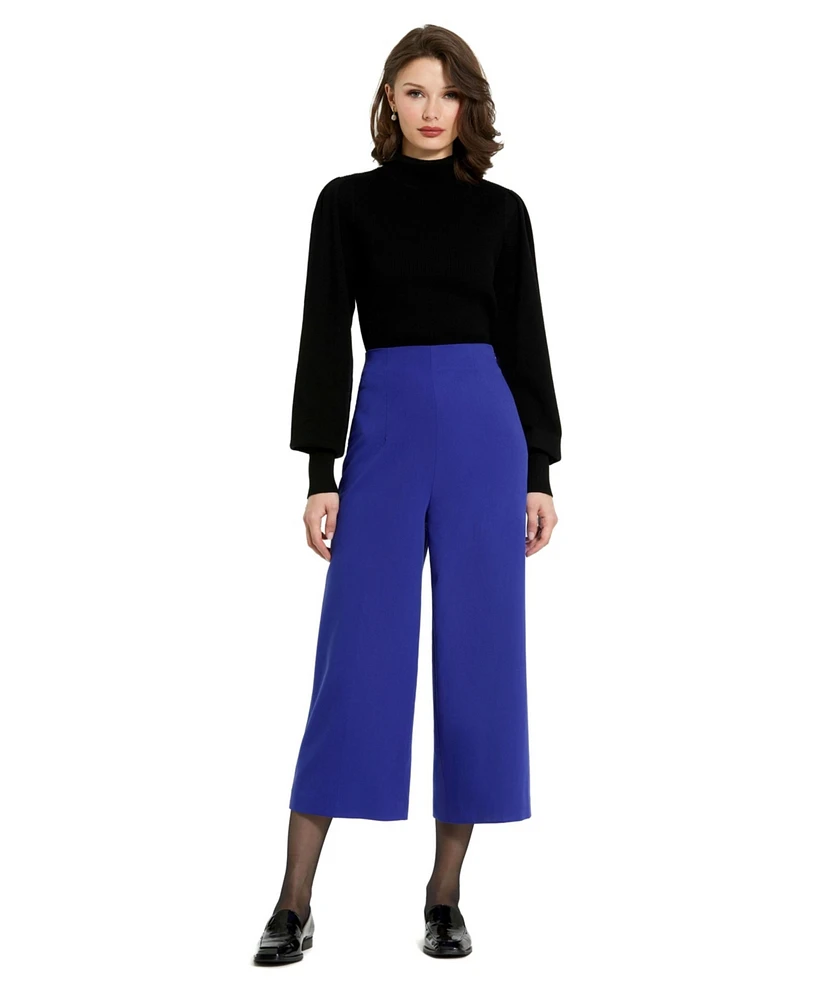 Mac Duggal Women's Cropped Crepe Wide Leg Work Pant
