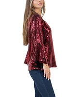 Fever Women's Glitter Dot Symphony Sleeve Top