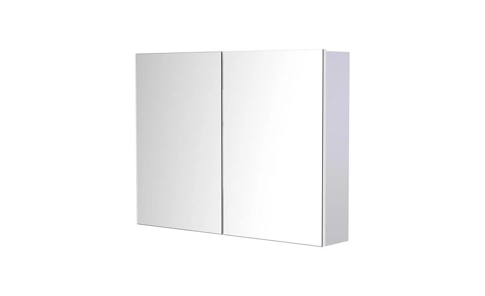 Slickblue Wall Mounted Bathroom Mirror with Shelf Space-Saving Design for Modern Bathrooms