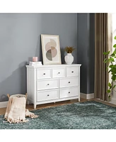 Slickblue Modern 7-Drawer Dresser – White Cabinet with 7 Drawers, Perfect for Living Room or Farmhouse Closet Storage