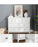 Slickblue Modern 7-Drawer Dresser – White Cabinet with 7 Drawers, Perfect for Living Room or Farmhouse Closet Storage