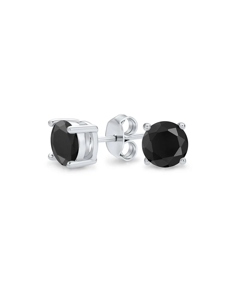 Bling Jewelry Black Solitaire Cz Stud Earrings .925 Sterling Silver