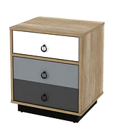 Gymax Nightstand with Drawer and Storage Cabinet Wooden Sofa Side Table End Table