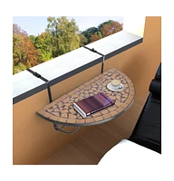 vidaXL Hanging Balcony Table Terracotta Mosaic