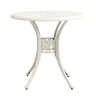 vidaXL Patio Table White 30.7"x30.7"x28.3" Cast Aluminum