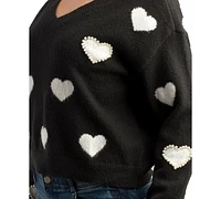 Bcx Juniors' Heart V-Neck Sweater