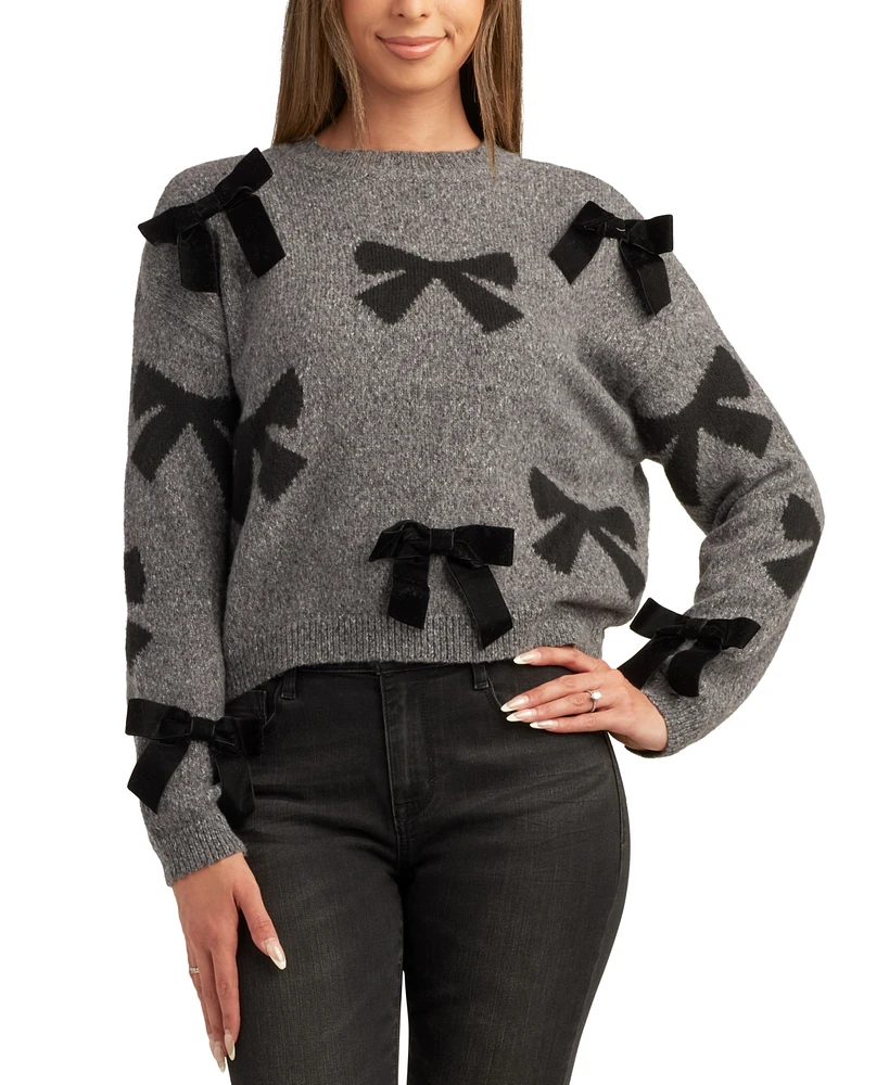 Bcx Juniors' Bow-Applique Cropped Sweater