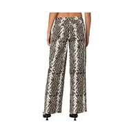 Edikted Women's Snakescale printed low rise jeans