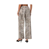 Edikted Women's Snakeskin printed low rise jeans