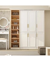 Famapy 6-Door Big Armoires with 2 Hanging Rods, Storage Shelves