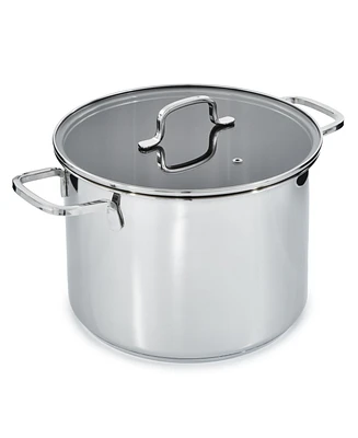 BergHOFF DiNA Helix Recycled 18/10 Stainless Steel 10.25" Stockpot 10.6qt., Glass Lid