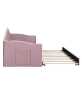 Slickblue Twin Size Upholstered Daybed with Trundle – Versatile Bed for Extra Sleeping Space
