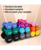 BalanceFrom Fitness 110 Pound Neoprene Coated Dumbbell Set w/ Stand, Multicolor