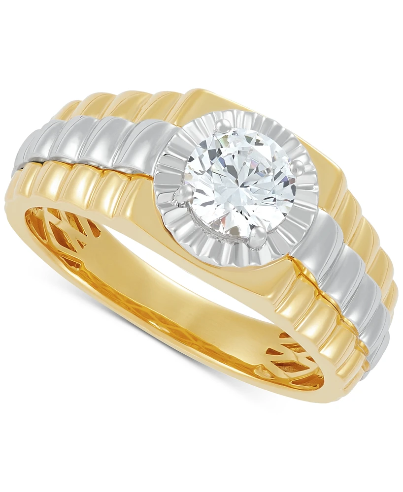 Grown With Love Men's Lab Grown Diamond Solitaire Ring (1 ct. t.w.) in 10k Two-Tone Gold - Two