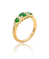 Suzy Levian Yellow Sterling Silver Green White Cubic Zirconia Graduating Ring