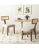 Gymax Set of Dining Chairs Armless Side Chairs w/ Curved Rattan Backrest for Kitchens