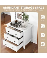 Sugift 3 Drawer Dresser Chest of Drawers Bedside Table