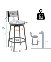 Slickblue Set of 2 Counter Height Bar Stools Swivel with Footrest, Hand-Woven Dining Chairs