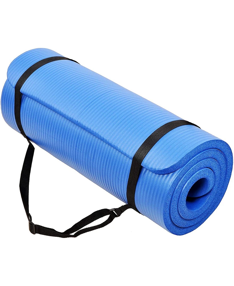 BalanceFrom Fitness BalanceFrom GoCloud 1" Extra Thick Exercise Yoga Mat with Carrying Strap