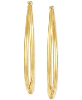 Polished Tube Bypass Medium Hoop Earrings in 14k Gold