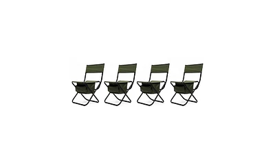 Slickblue 4-Piece Folding Outdoor Chair Set with Storage Bag – Portable Chairs for Indoor, Outdoor Camping, Picnics, and Fishing, Green