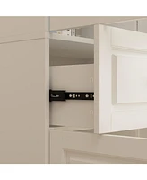 Famapy 8-Shelf White Wood Standard Bookcase with Shelves,Drawers